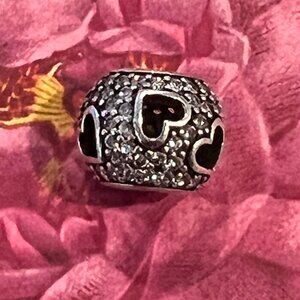 Authentic Pandora Tumbling Hearts Silver Charm #791426CZ